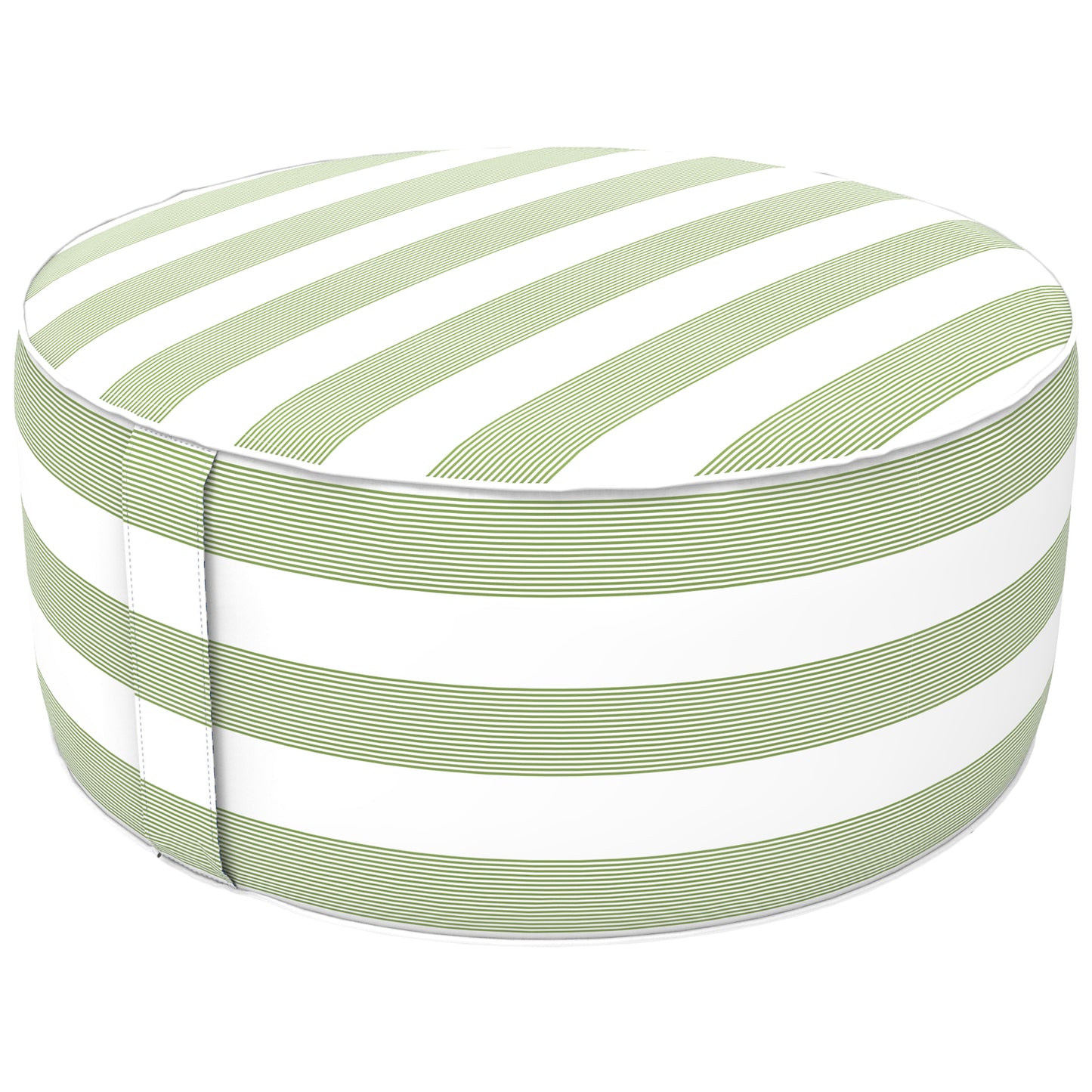 Outdoor Inflatable Stool Ottoman, All Weather Portable Footrest Stool, Furniture Stool Ottomans for Home Garden Beach, D31”xH14”, Stripe Cabana Green