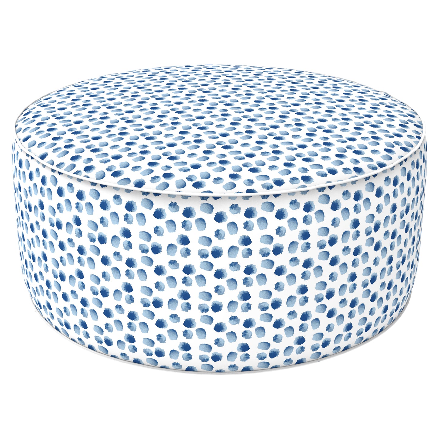 Outdoor Inflatable Stool Ottoman, All Weather Portable Footrest Stool, Furniture Stool Ottomans for Home Garden Beach, D31”xH14”, Brush Blue