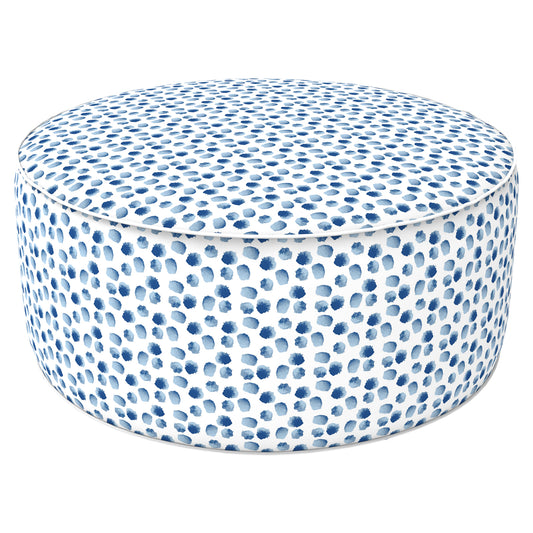 Outdoor Inflatable Stool Ottoman, All Weather Portable Footrest Stool, Furniture Stool Ottomans for Home Garden Beach, D31”xH14”, Brush Blue