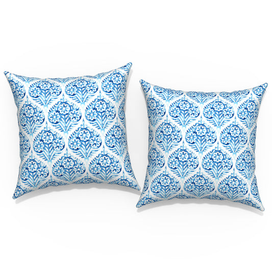 Melody Elephant Outdoor/Indoor Throw Pillow Covers Set of 2, All Weather Square Pillow Cases 16x16 Inch, Patio Cushion Pillow of Home Furniture Use, Celadon Geometric