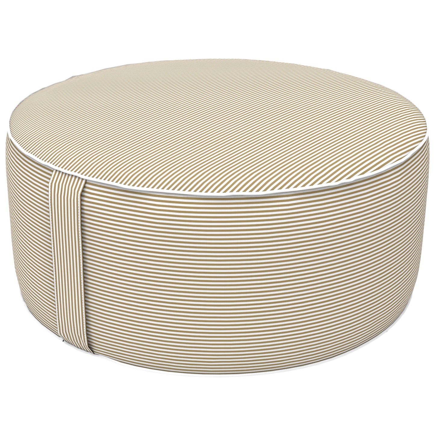 Outdoor Inflatable Stool Ottoman, All Weather Portable Footrest Stool, Furniture Stool Ottomans for Home Garden Beach, D31”xH14”, Stripe Beige