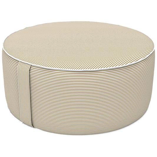 Outdoor Inflatable Stool Ottoman, All Weather Portable Footrest Stool, Furniture Stool Ottomans for Home Garden Beach, D31”xH14”, Stripe Beige