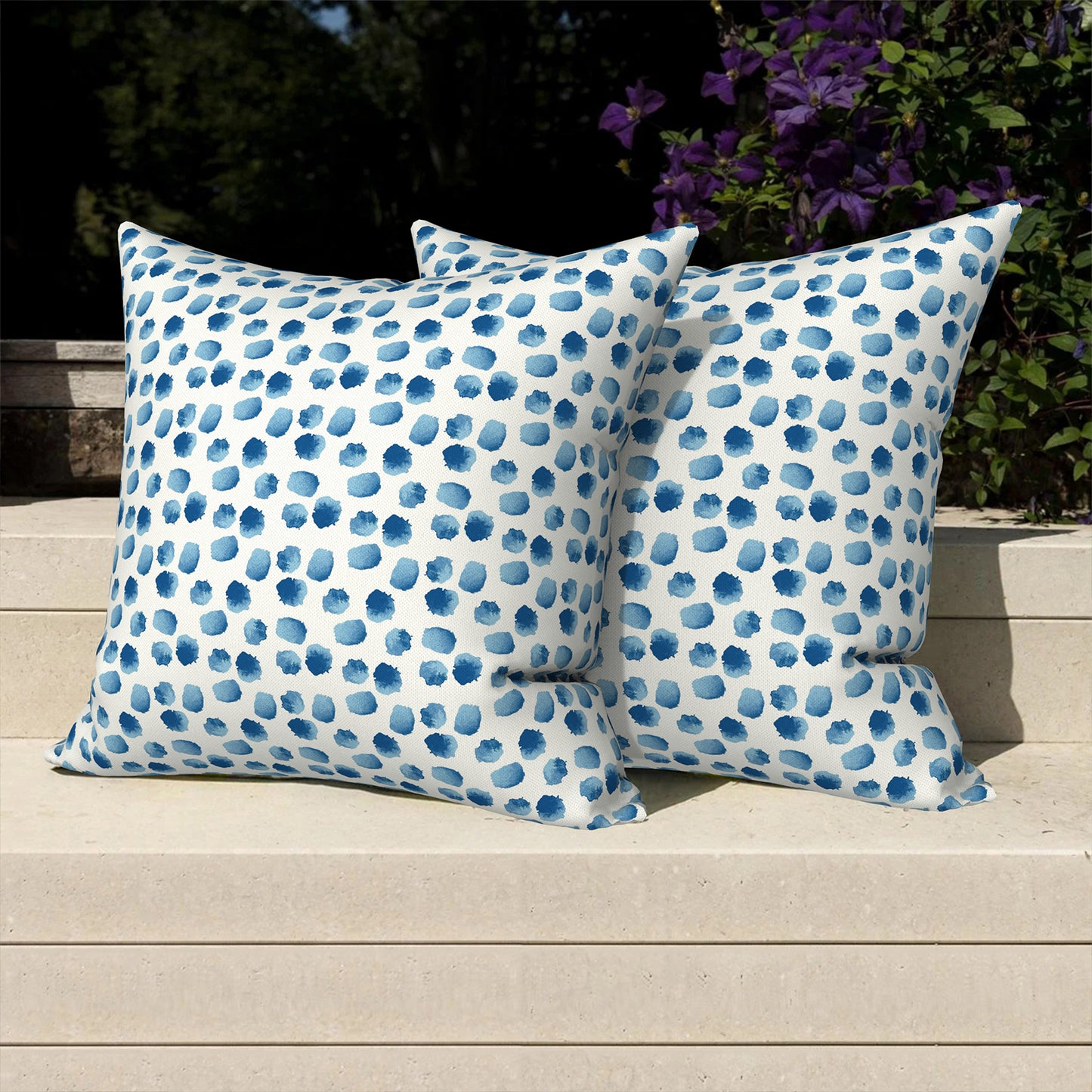 Melody Elephant Outdoor Throw Pillows with Inners, All Weather patio pillows set of 2, Square pillows Decorative for  home garden furniture, 20x20 Inch, Brush Blue
