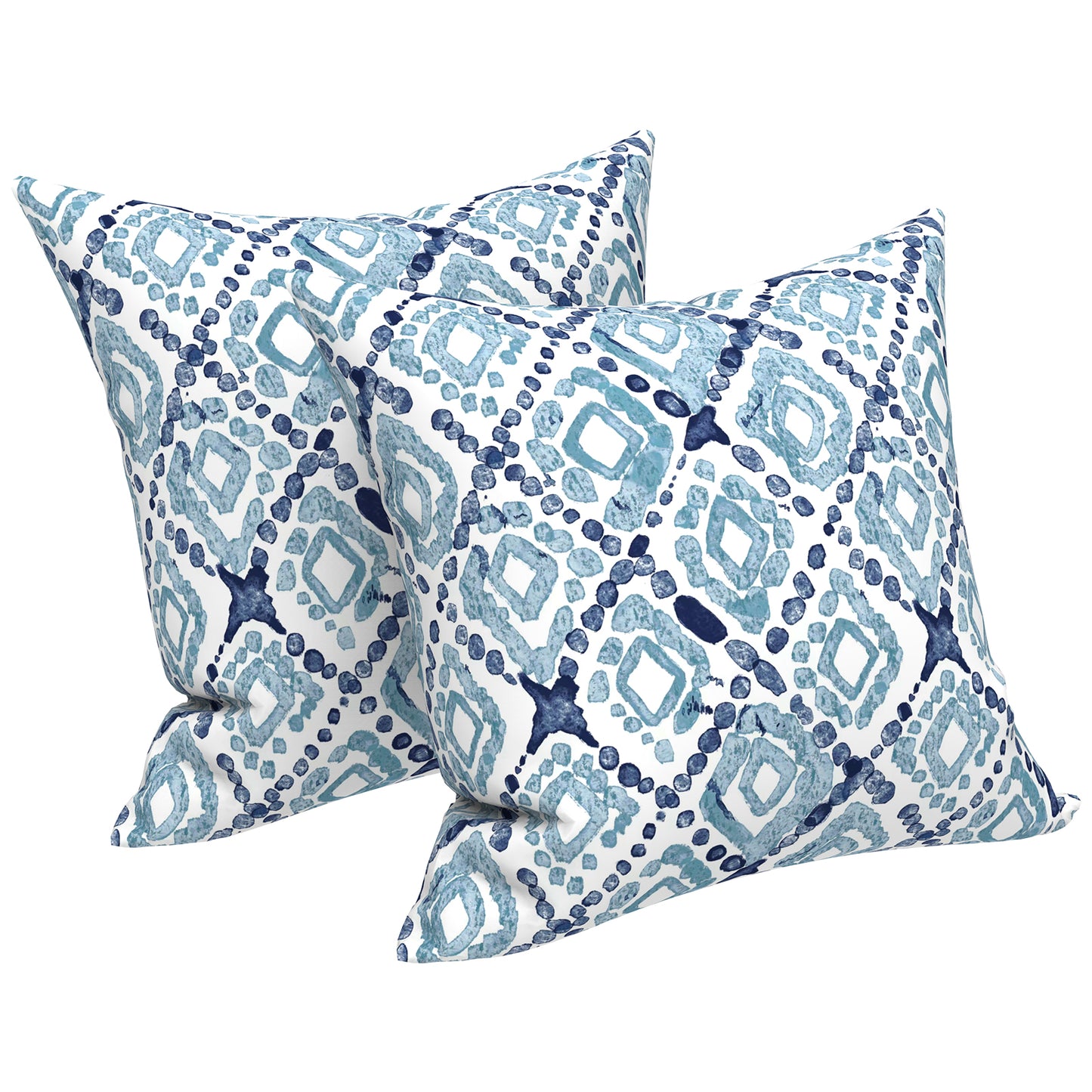 Melody Elephant Outdoor Throw Pillow Covers Pack of 2, Decorative Water Repellent Square Pillow Cases 18x18 Inch, Patio Pillowcases for Home Patio Furniture Use, Boho Geometry Blue