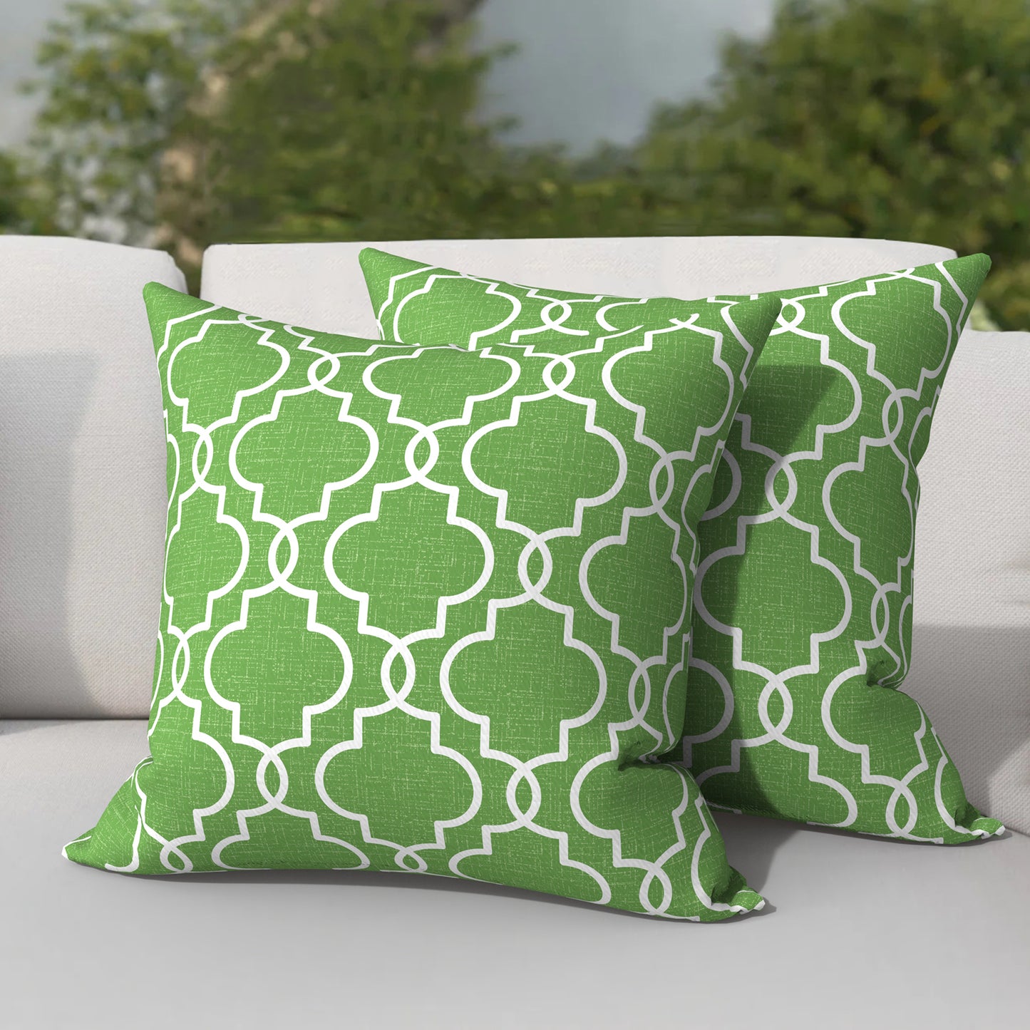 Melody Elephant Outdoor Throw Pillow Covers Pack of 2, Decorative Water Repellent Square Pillow Cases 18x18 Inch, Patio Pillowcases for Home Patio Furniture Use, Carmody Green