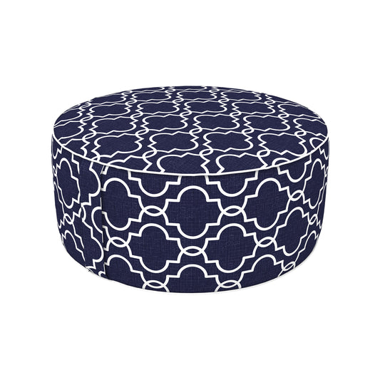 Melody Elephant Patio Inflatable Ottoman, 21x9 Inch Portable Stool Ottoman with Handle, Outdoor Round Footrest Stool for Garden Camping, Carmody Navy