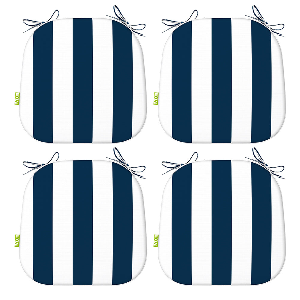 Melody Elephant Outdoor Chair Cushions Set of 4, Water Resistant Patio Chair Pads with Ties, Seat Cushions for Home Garden Furniture Decoration, 16”x17”,  Cabana Navy