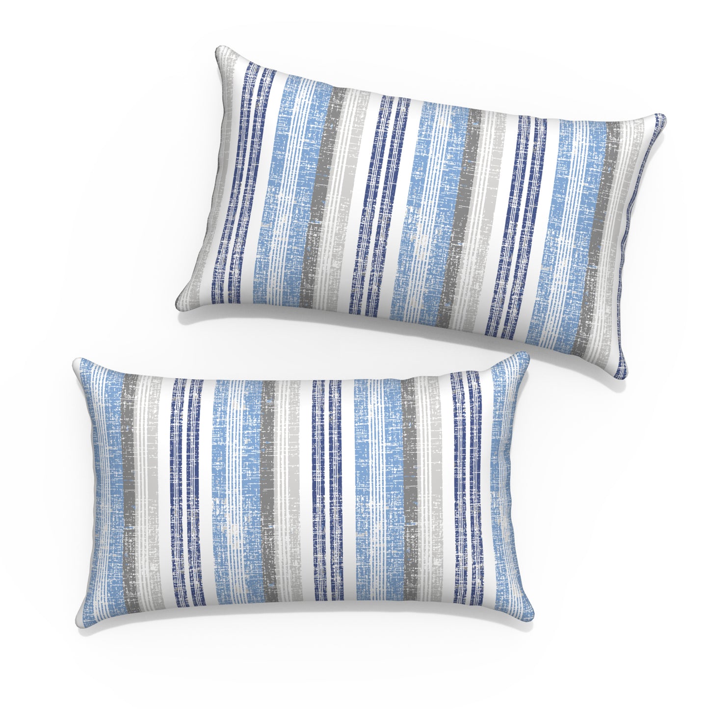 Melody Elephant Pack of 2 Outdoor Lumbar Pillow Covers, All Weather Cushion Pillow Cases 12x20 Inch, Pillowcase for Patio Couch Decoration, Stripe Layered Blue