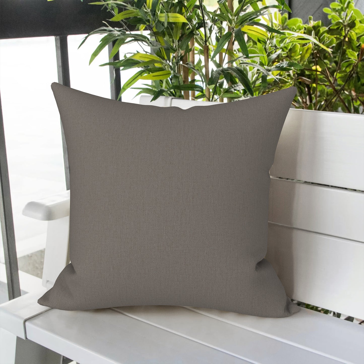 Melody Elephant Outdoor Throw Pillow Covers Pack of 2, Decorative Water Repellent Square Pillow Cases 18x18 Inch, Patio Pillowcases for Home Patio Furniture Use, Dark Grey