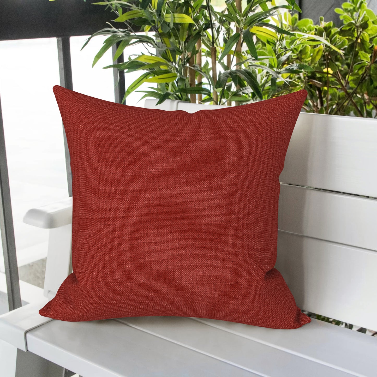 Melody Elephant Patio Throw Pillows with Inners, Fade Resistant Square Pillow Pack of 2, Decorative Garden Cushions for Home, 18x18 Inch, Brick Red
