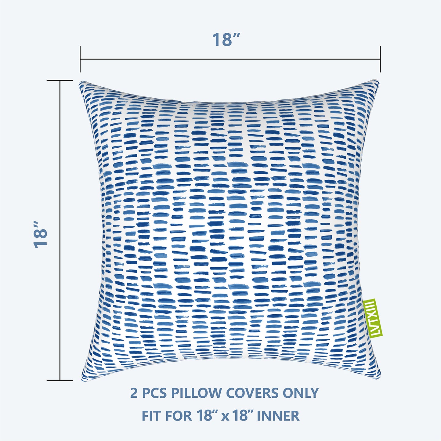 Melody Elephant Outdoor Throw Pillow Covers Pack of 2, Decorative Water Repellent Square Pillow Cases 18x18 Inch, Patio Pillowcases for Home Patio Furniture Use, Pebble Blue