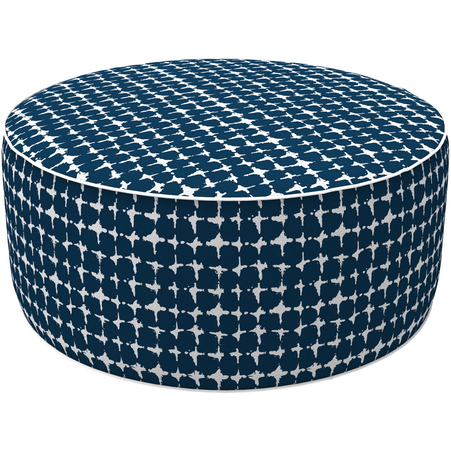 Melody Elephant Patio Inflatable Ottoman, 21x9 Inch Portable Stool Ottoman with Handle, Outdoor Round Footrest Stool for Garden Camping, Tie-Dye Navy