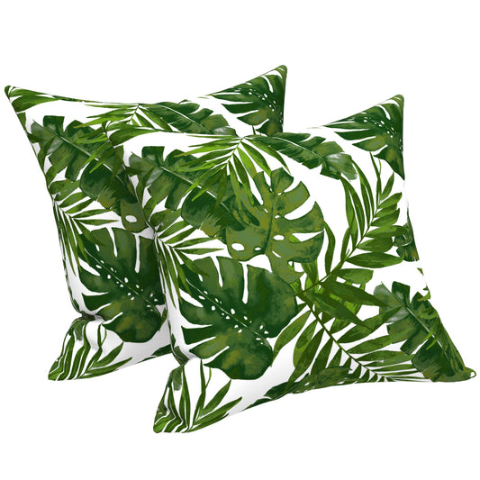 Melody Elephant Patio Throw Pillows with Inners, Fade Resistant Square Pillow Pack of 2, Decorative Garden Cushions for Home, 18x18 Inch, Palm Green