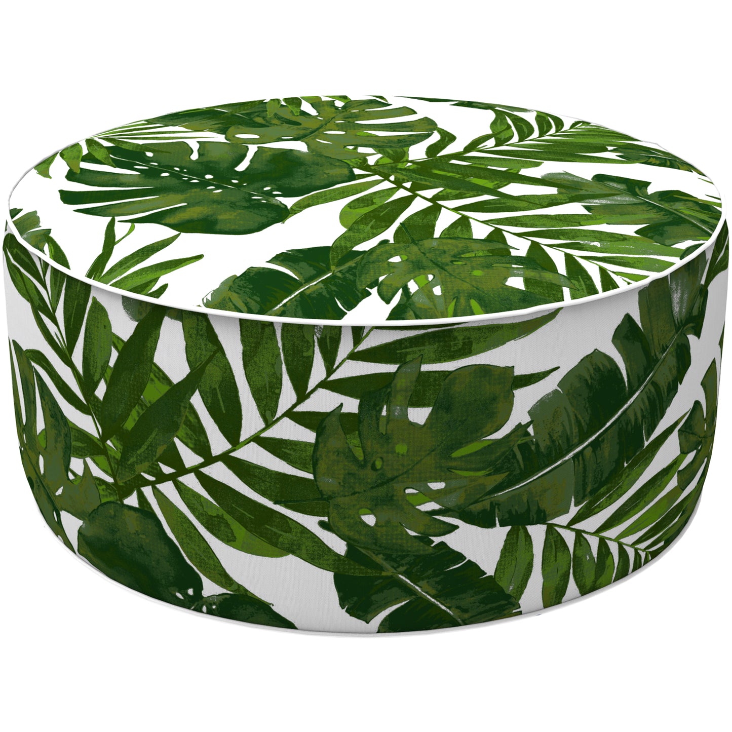 Melody Elephant Patio Inflatable Ottoman, 21x9 Inch Portable Stool Ottoman with Handle, Outdoor Round Footrest Stool for Garden Camping, Palm Green