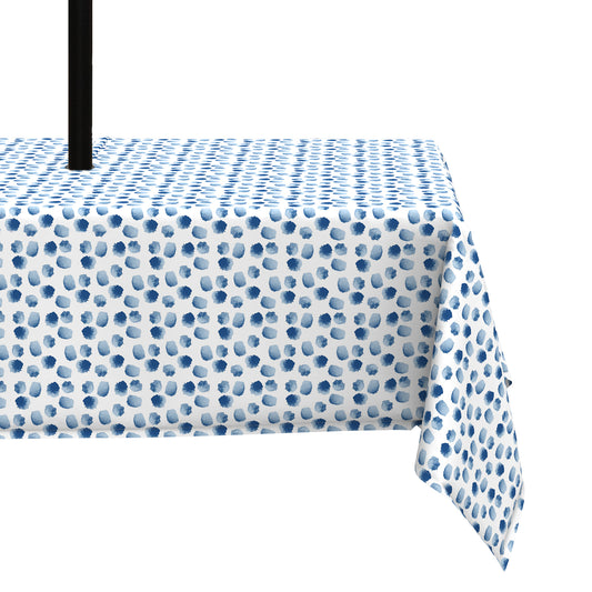 Melody Elephant Outdoor Rectangle Tablecloth, 60×84 Inch Water Repellent Picnic Table Cover with Umbrella Hole Zipper for Patio Family Meal, Brush Blue