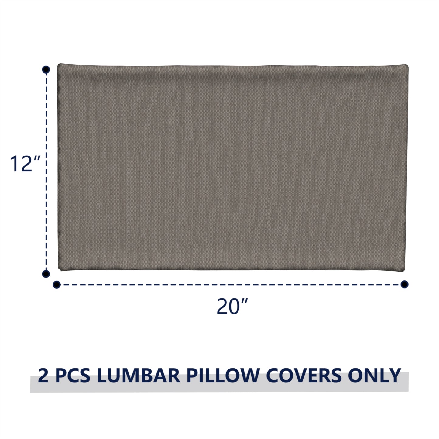 Melody Elephant Pack of 2 Outdoor Lumbar Pillow Covers, All Weather Cushion Pillow Cases 12x20 Inch, Pillowcase for Patio Couch Decoration, Dark Grey