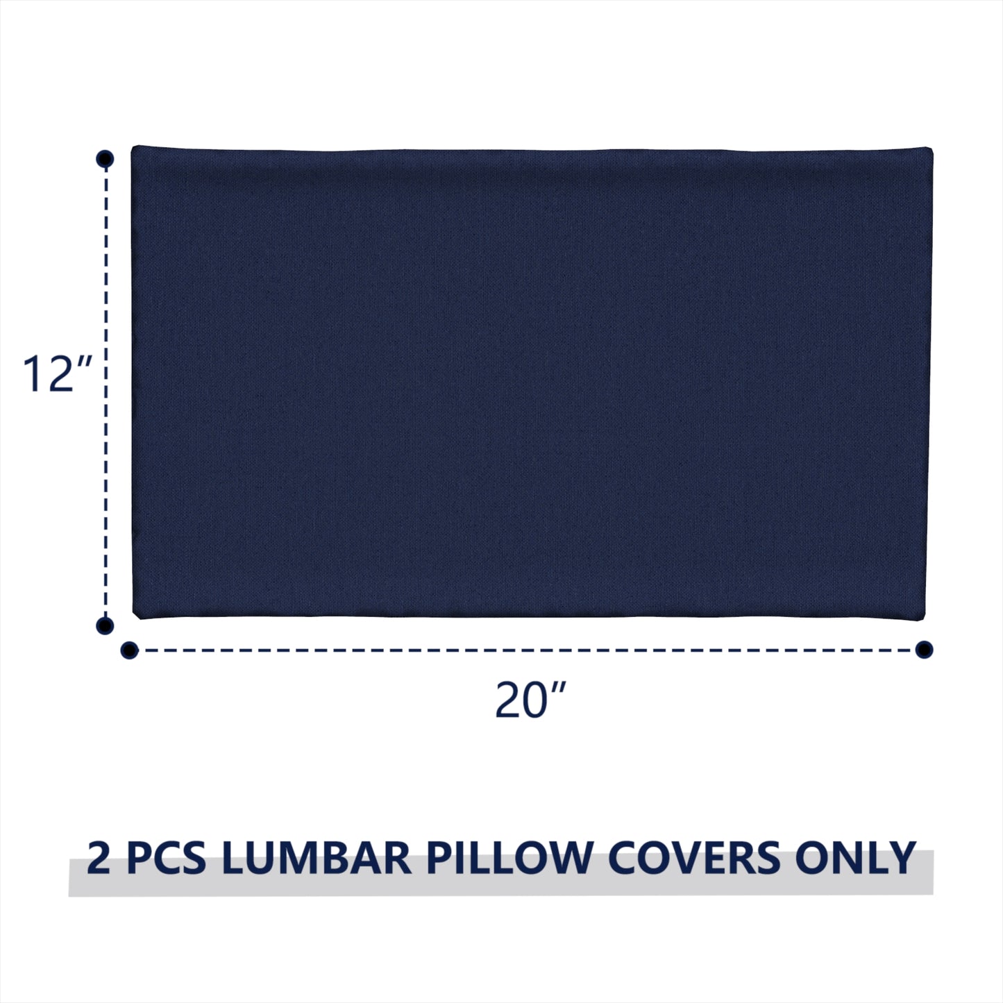 Melody Elephant Pack of 2 Outdoor Lumbar Pillow Covers, All Weather Cushion Pillow Cases 12x20 Inch, Pillowcase for Patio Couch Decoration, Navy Blue