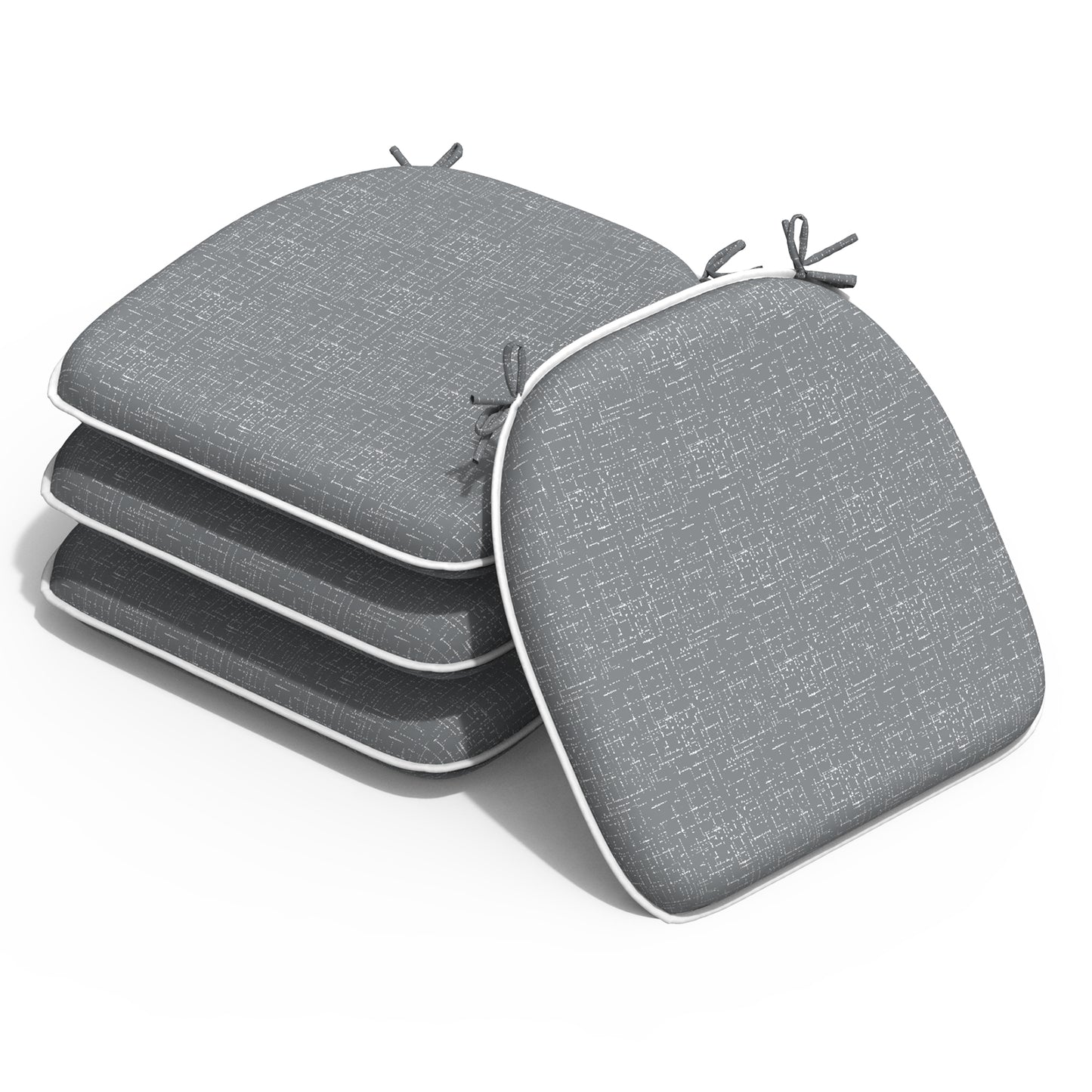 Melody Elephant Outdoor Chair Cushions Set of 4, Water Resistant Patio Chair Pads with Ties, Seat Cushions for Home Garden Furniture Decoration, 16”x17”,  Rave Graphite