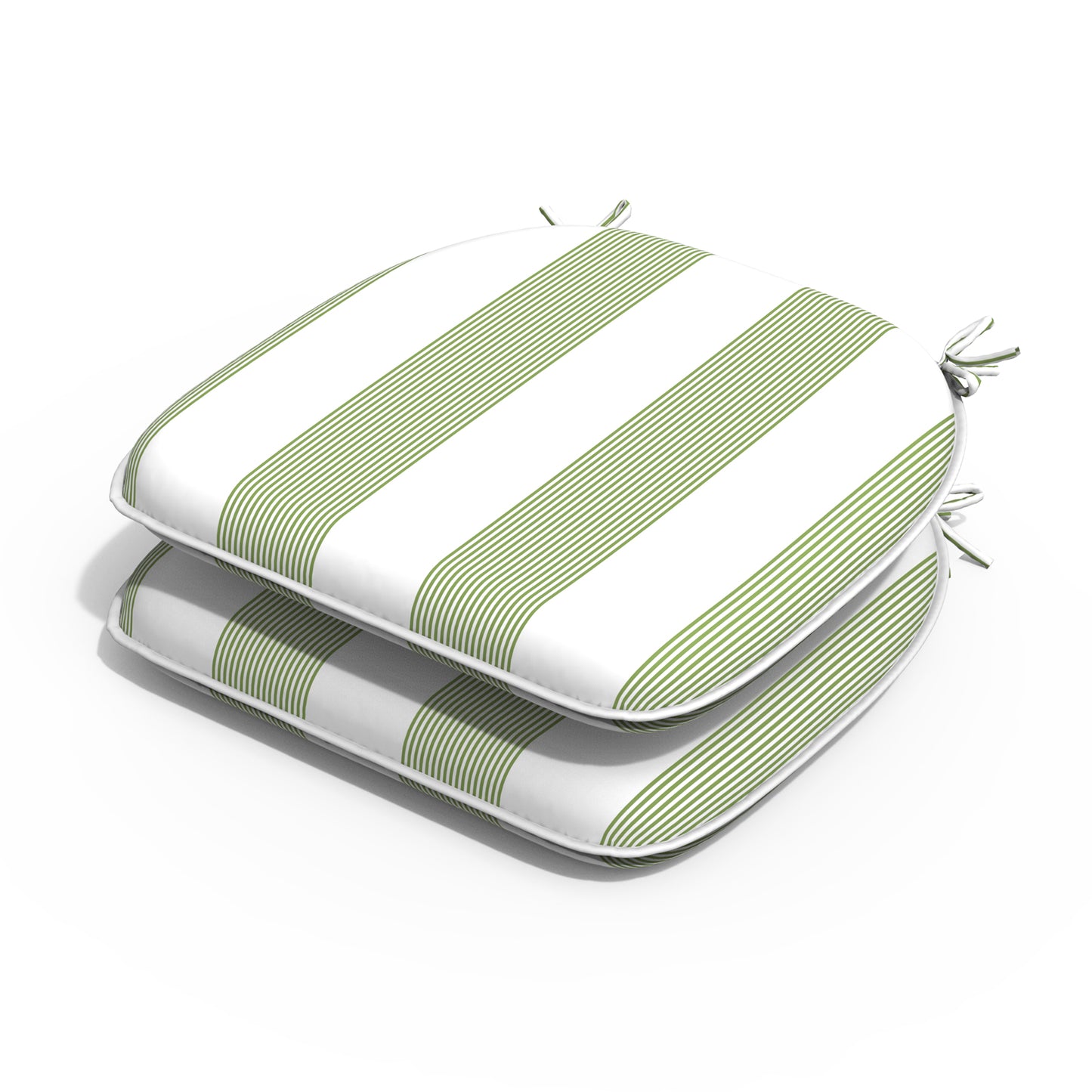 Melody Elephant Indoor/Outdoor Chair Cushions Set of 2, Fade Resistant Seat Cushions 16x17 Inch, Patio Chair Pads for Garden Home or Office Use, Stripe Cabana Green