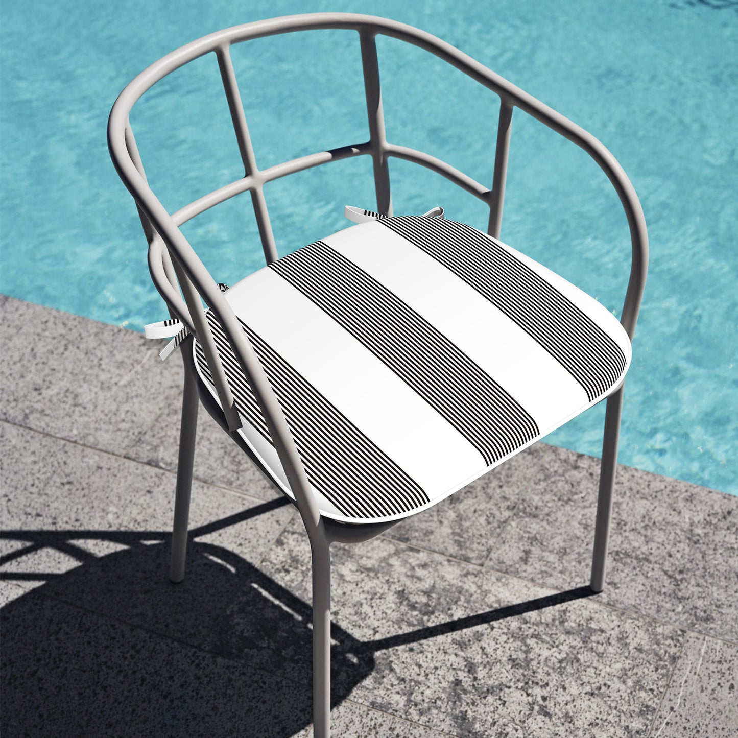 Melody Elephant Indoor/Outdoor Chair Cushions Set of 2, Fade Resistant Seat Cushions 16x17 Inch, Patio Chair Pads for Garden Home or Office Use, Stripe Cabana Black