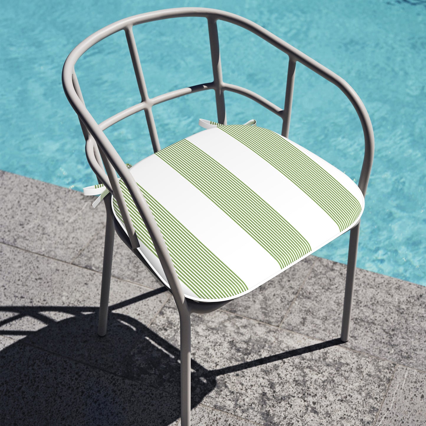 Melody Elephant Indoor/Outdoor Chair Cushions Set of 2, Fade Resistant Seat Cushions 16x17 Inch, Patio Chair Pads for Garden Home or Office Use, Stripe Cabana Green