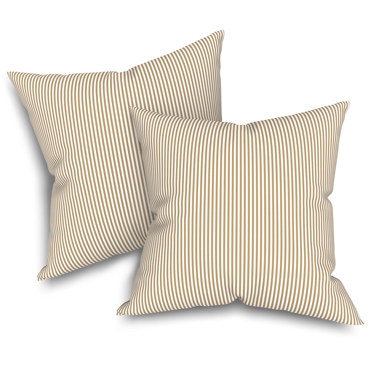 Melody Elephant Patio Throw Pillows with Inners, Fade Resistant Square Pillow Pack of 2, Decorative Garden Cushions for Home, 18x18 Inch, Stripe Beige