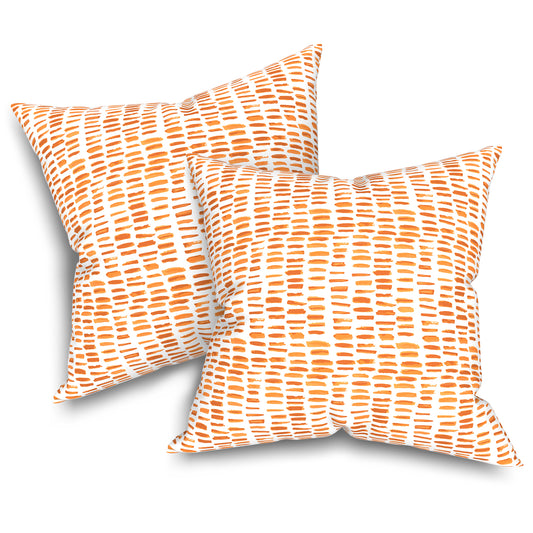 Melody Elephant Patio Throw Pillows with Inners, Fade Resistant Square Pillow Pack of 2, Decorative Garden Cushions for Home, 18x18 Inch, Pebble Orange