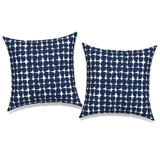 Melody Elephant Pack of 2 Patio Throw Pillow Covers ONLY, Water Repellent Cushion Cases 20x20 Inch, Square Pillowcases for Outdoor Couch Decoration, Tie-Dye Navy