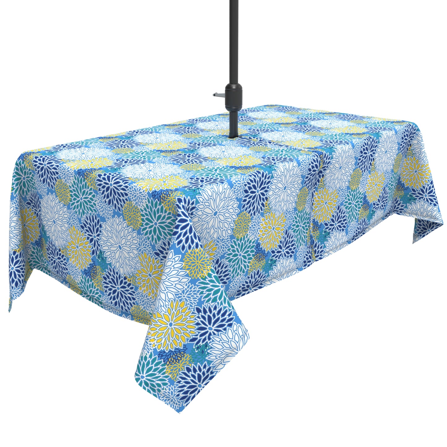 Melody Elephant Outdoor Rectangle Tablecloth, 60×84 Inch Water Repellent Picnic Table Cover with Umbrella Hole Zipper for Patio Family Meal, Dahlia Blue