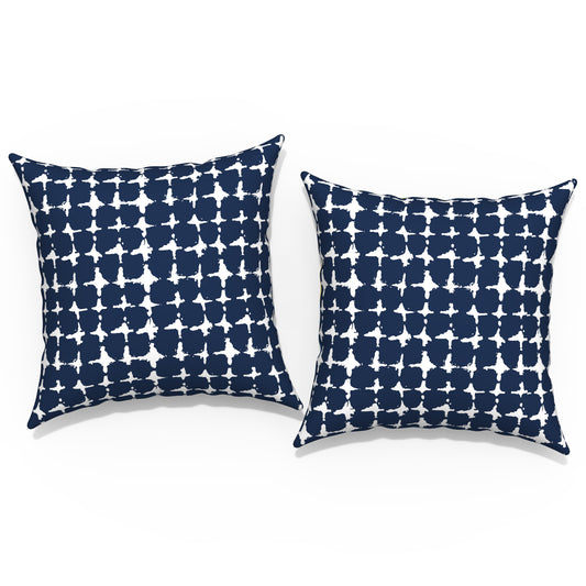 Melody Elephant Outdoor/Indoor Throw Pillow Covers Set of 2, All Weather Square Pillow Cases 16x16 Inch, Patio Cushion Pillow of Home Furniture Use, Tie-Dye Navy