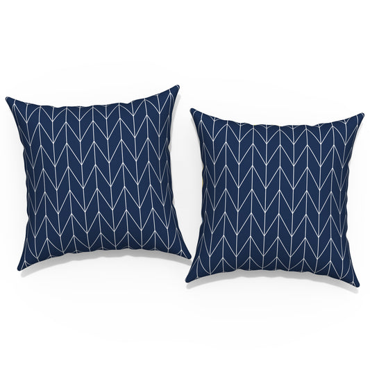 Melody Elephant Outdoor Throw Pillows 16x16 Inch, water Repellent patio pillows with Inners set of 2, outdoor pillows for patio furniture home garden, Herringbone Navy