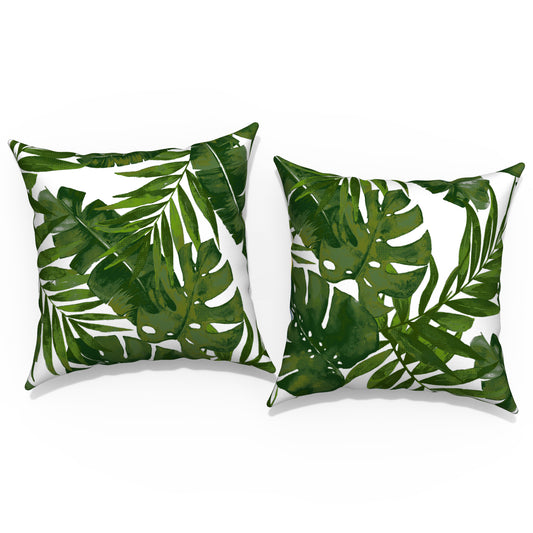 Melody Elephant Outdoor/Indoor Throw Pillow Covers Set of 2, All Weather Square Pillow Cases 16x16 Inch, Patio Cushion Pillow of Home Furniture Use, Palm Green